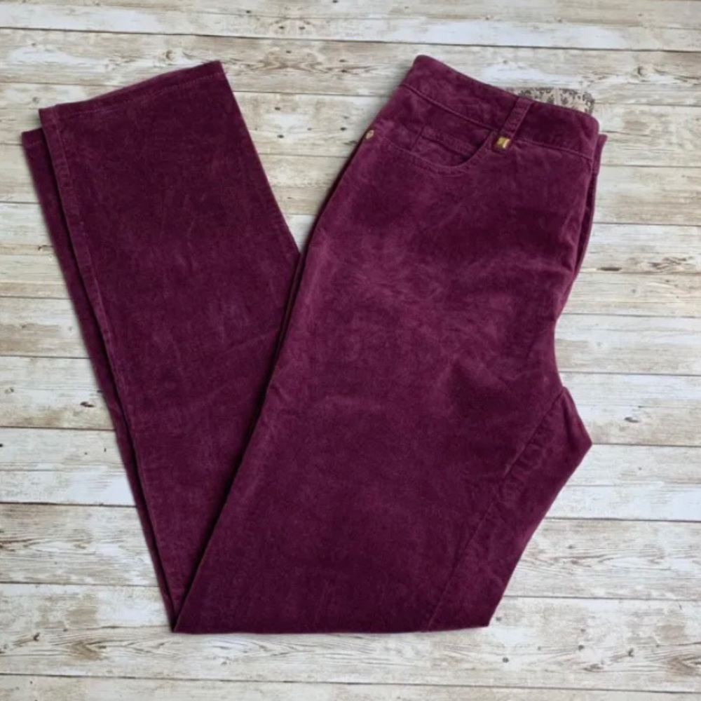 Cortefiel Velvet Pants Maroon tapered leg Skinny EUC US SIZE 6